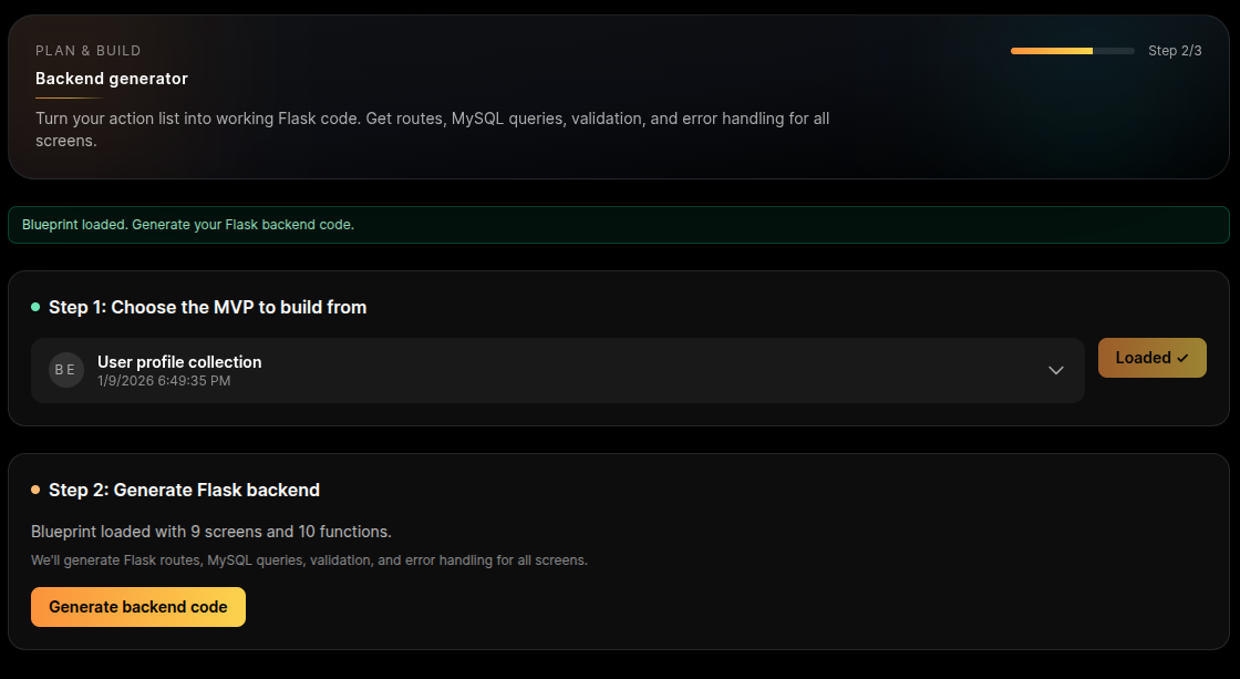 Backend build sequence