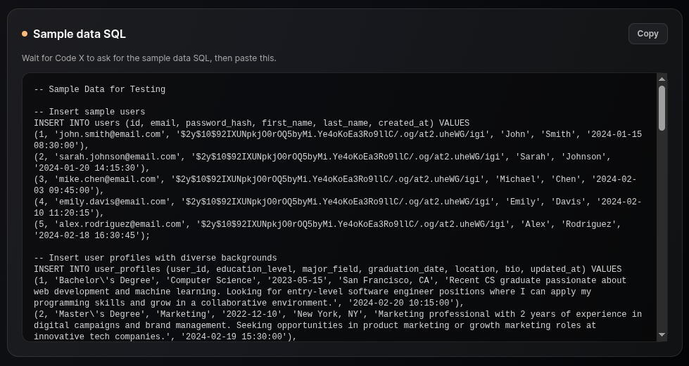 SQL script output preview